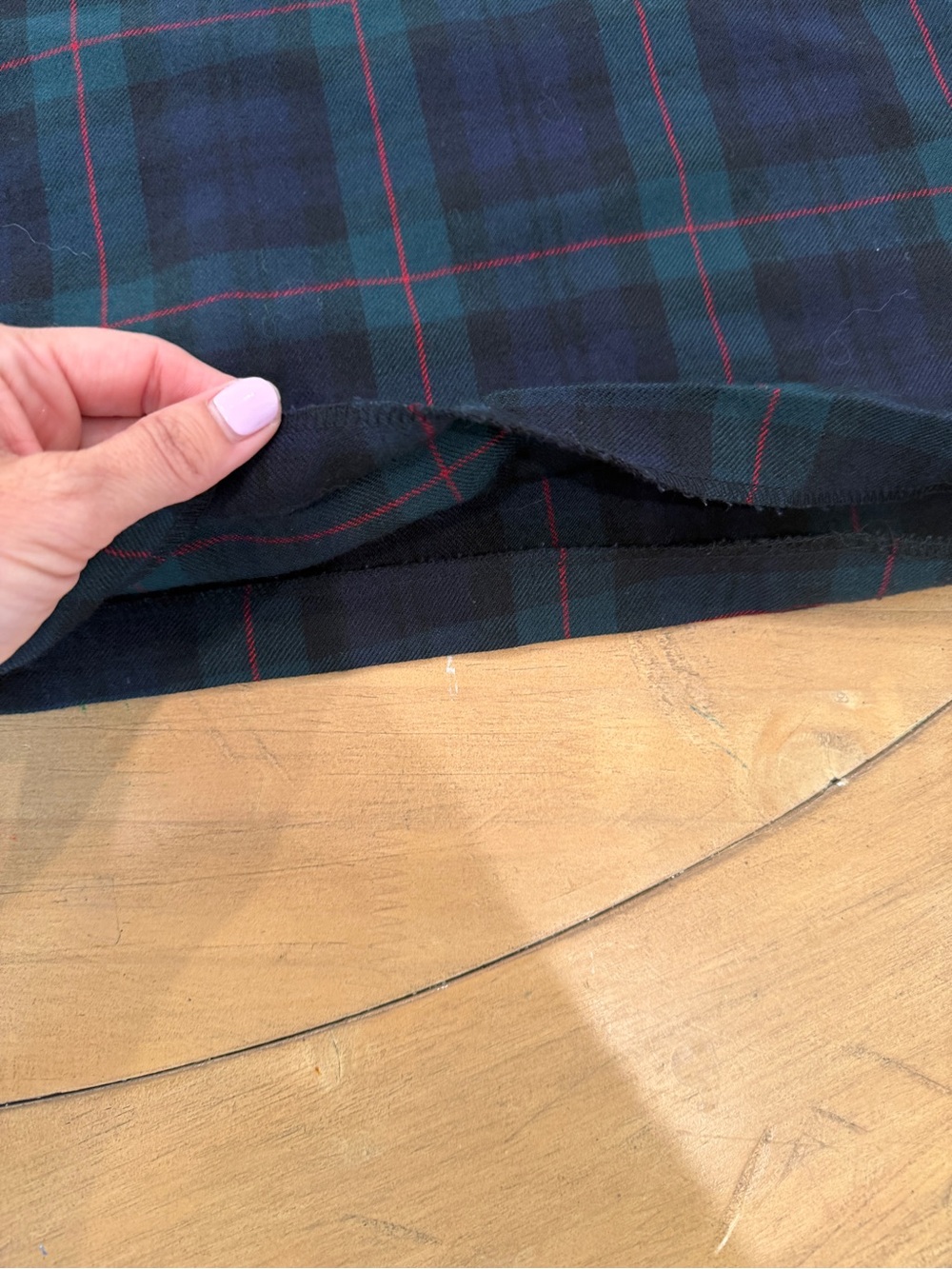 Vintage Ralph Lauren A-Line Plaid Midi Wool Skirt in Navy and Green 12 - Picture 4 of 12